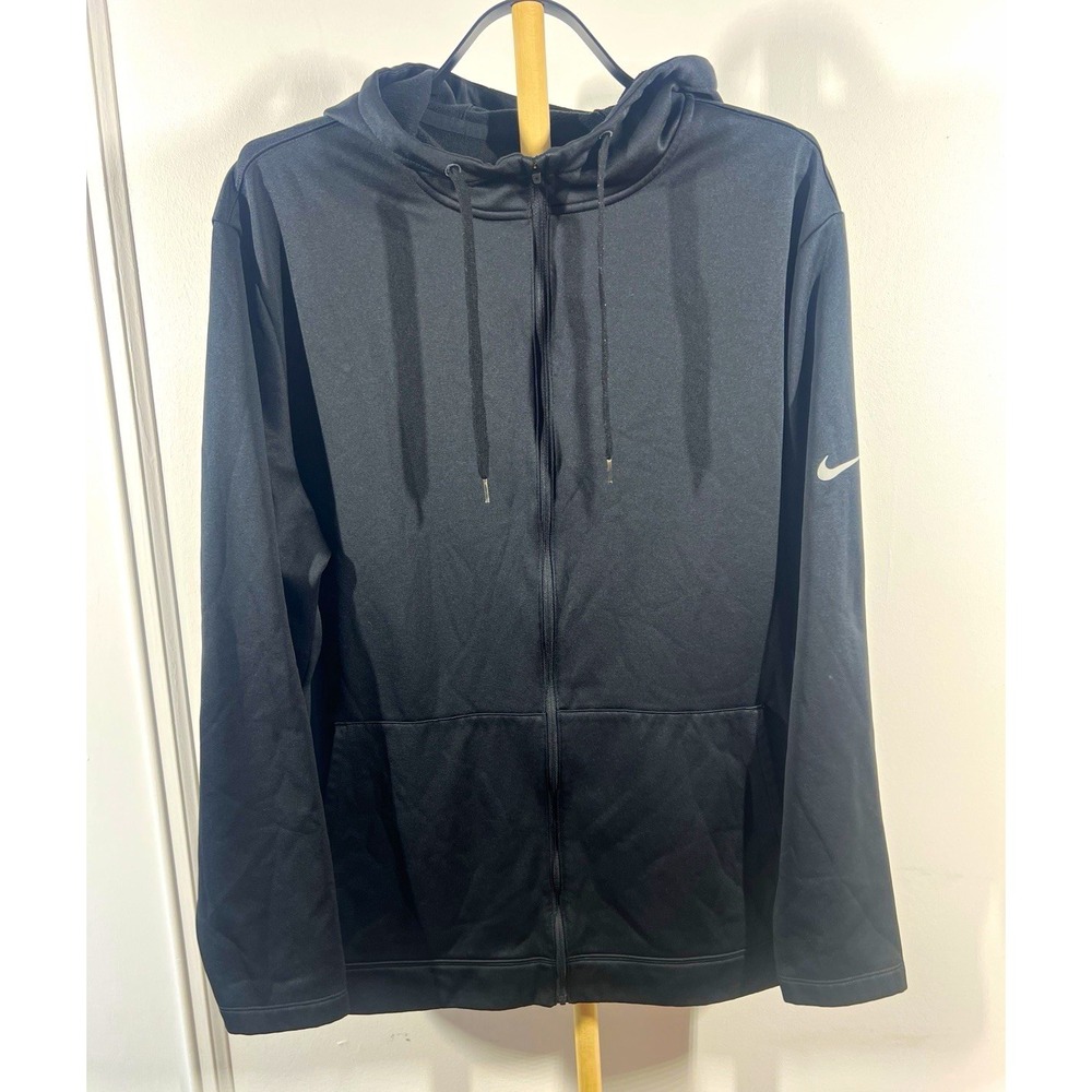 Nike Full Zip Hoodie Mens XL Black Gray Swoosh Athletic Training Jacket